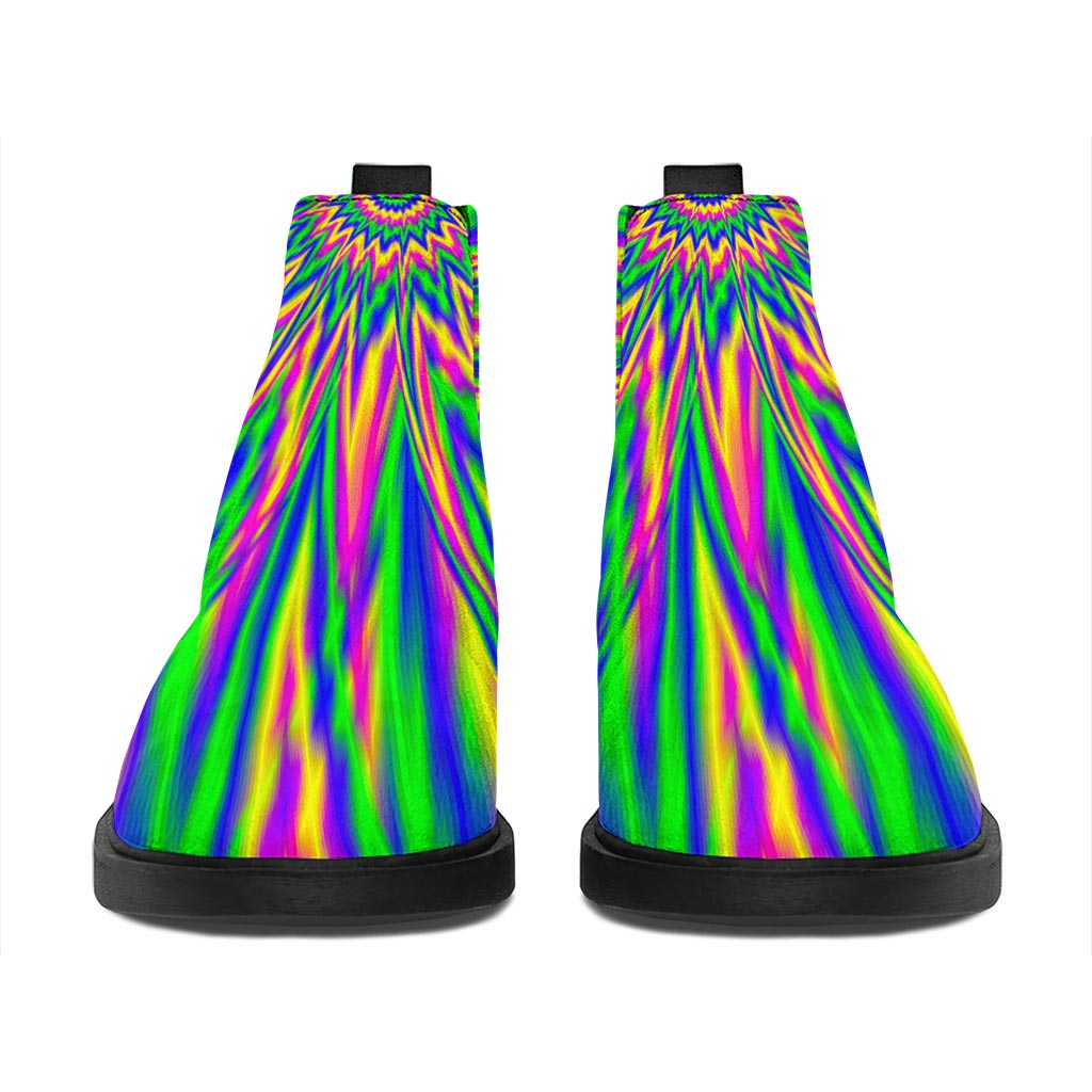 Vibrant Psychedelic Optical Illusion Flat Ankle Boots