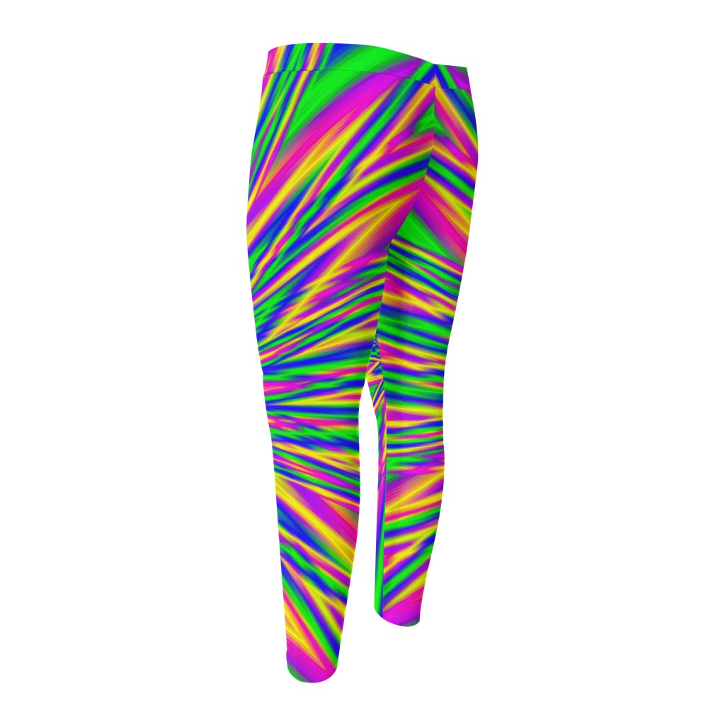 Vibrant Psychedelic Optical Illusion Men's Compression Pants