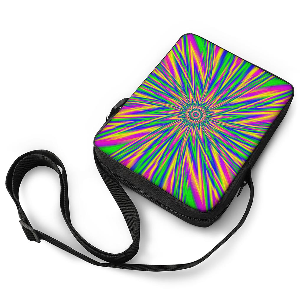 Vibrant Psychedelic Optical Illusion Rectangular Crossbody Bag
