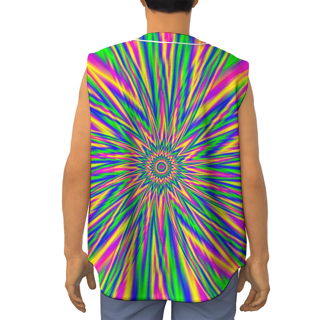 Vibrant Psychedelic Optical Illusion Sleeveless Baseball Jersey