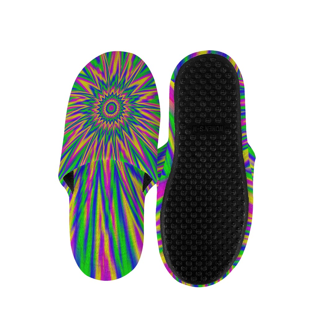 Vibrant Psychedelic Optical Illusion Slippers