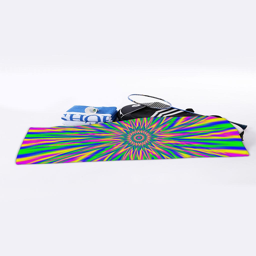 Vibrant Psychedelic Optical Illusion Sports Towel