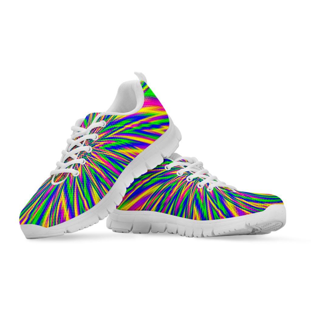 Vibrant Psychedelic Optical Illusion White Running Shoes