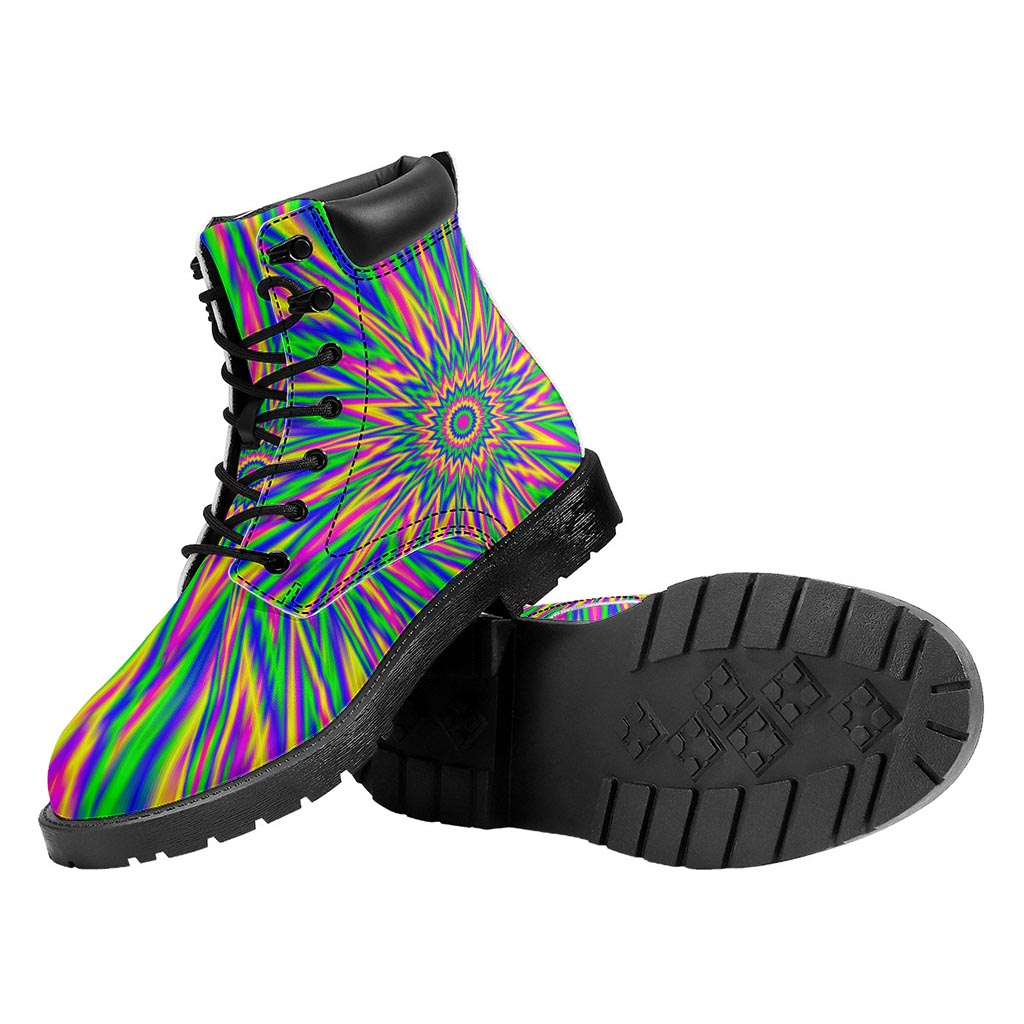 Vibrant Psychedelic Optical Illusion Work Boots
