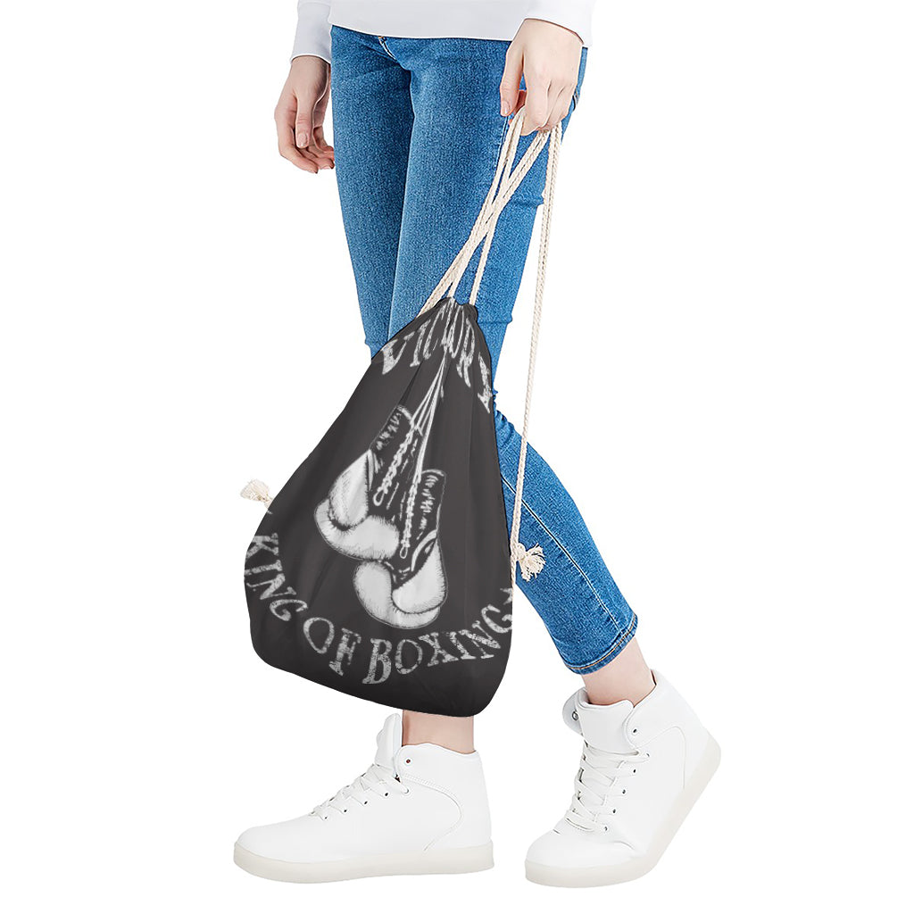 Victory King Of Boxing Print Drawstring Bag