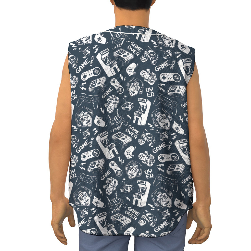 Video Game Devices Pattern Print Sleeveless Baseball Jersey