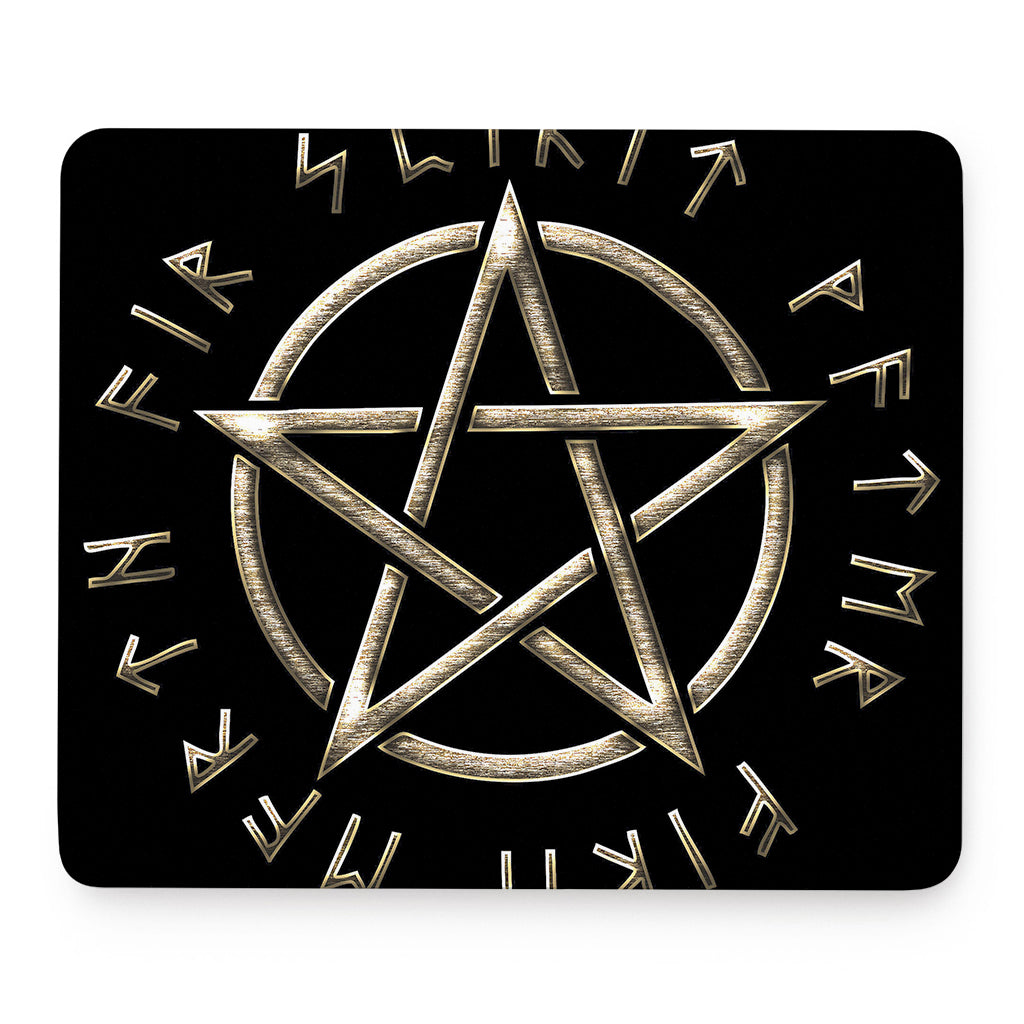 Viking Nordic Runes Pentagram Print Mouse Pad