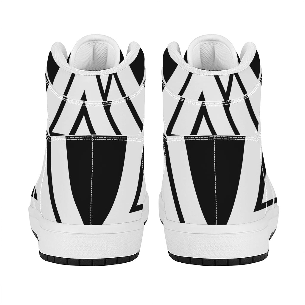 Viking Valknut Symbol Print High Top Leather Sneakers