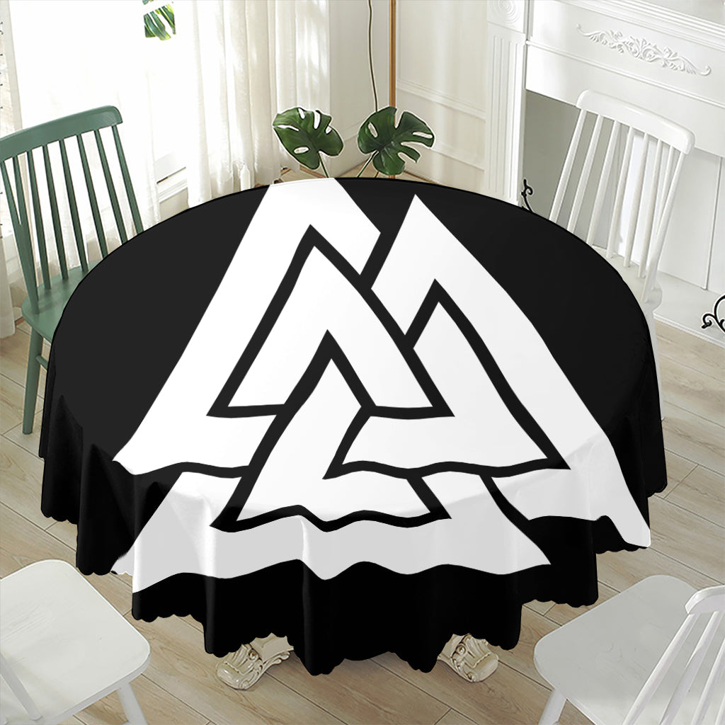 Viking Valknut Symbol Print Waterproof Round Tablecloth