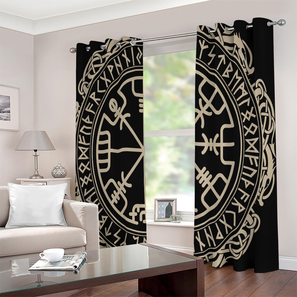 Viking Vegvisir Print Extra Wide Grommet Curtains