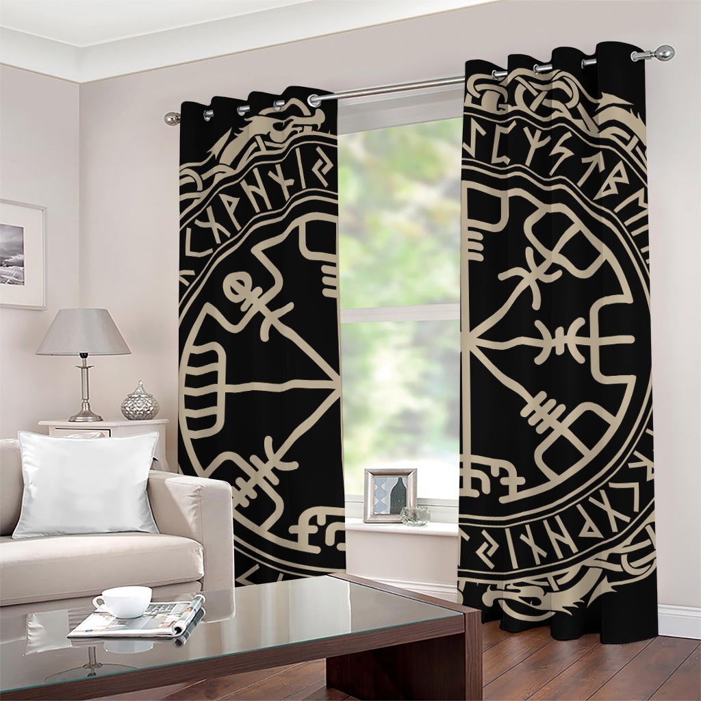 Viking Vegvisir Print Grommet Curtains