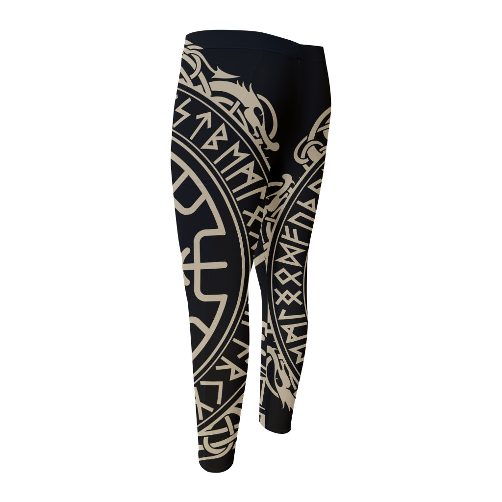 Viking Vegvisir Print Men's Compression Pants