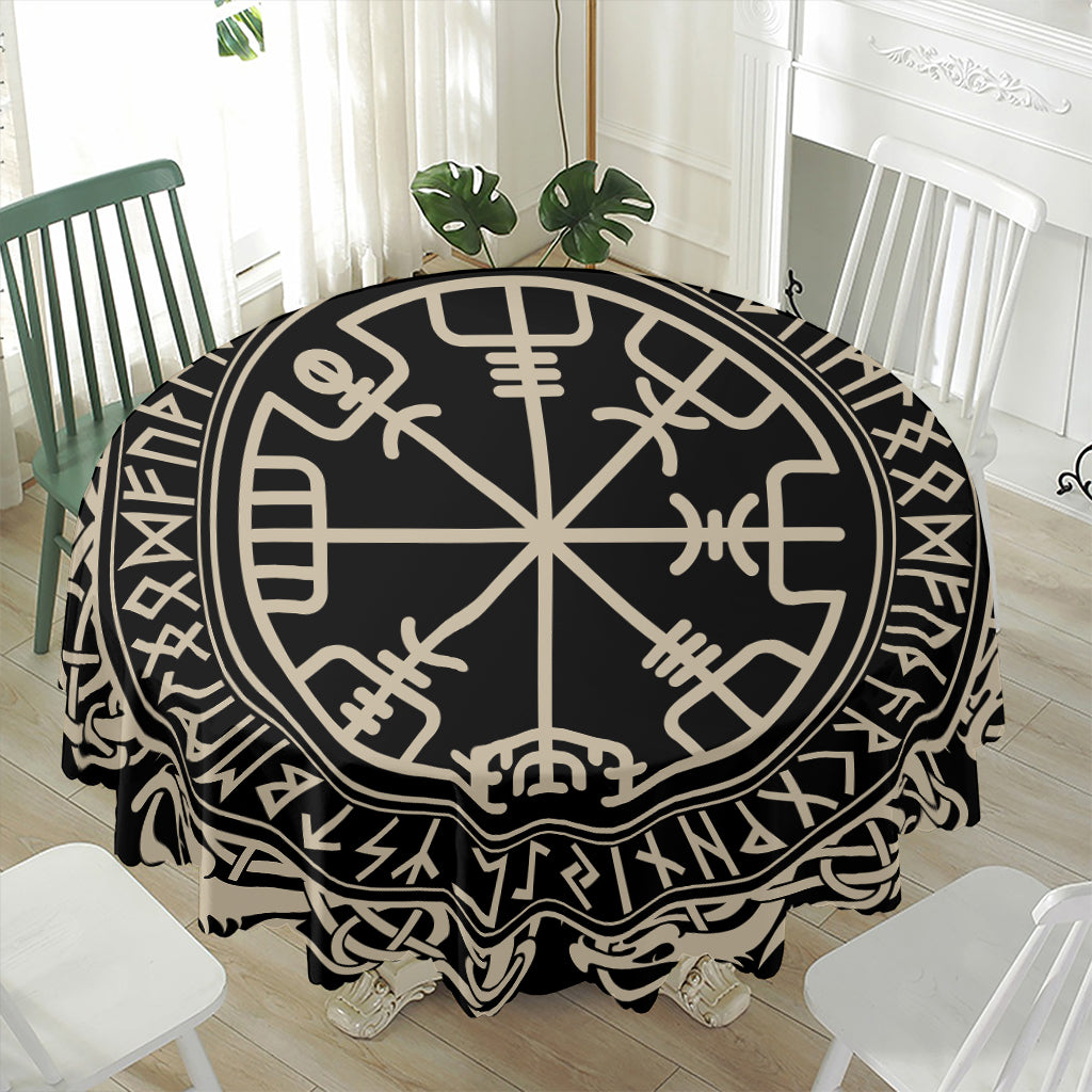 Viking Vegvisir Print Waterproof Round Tablecloth
