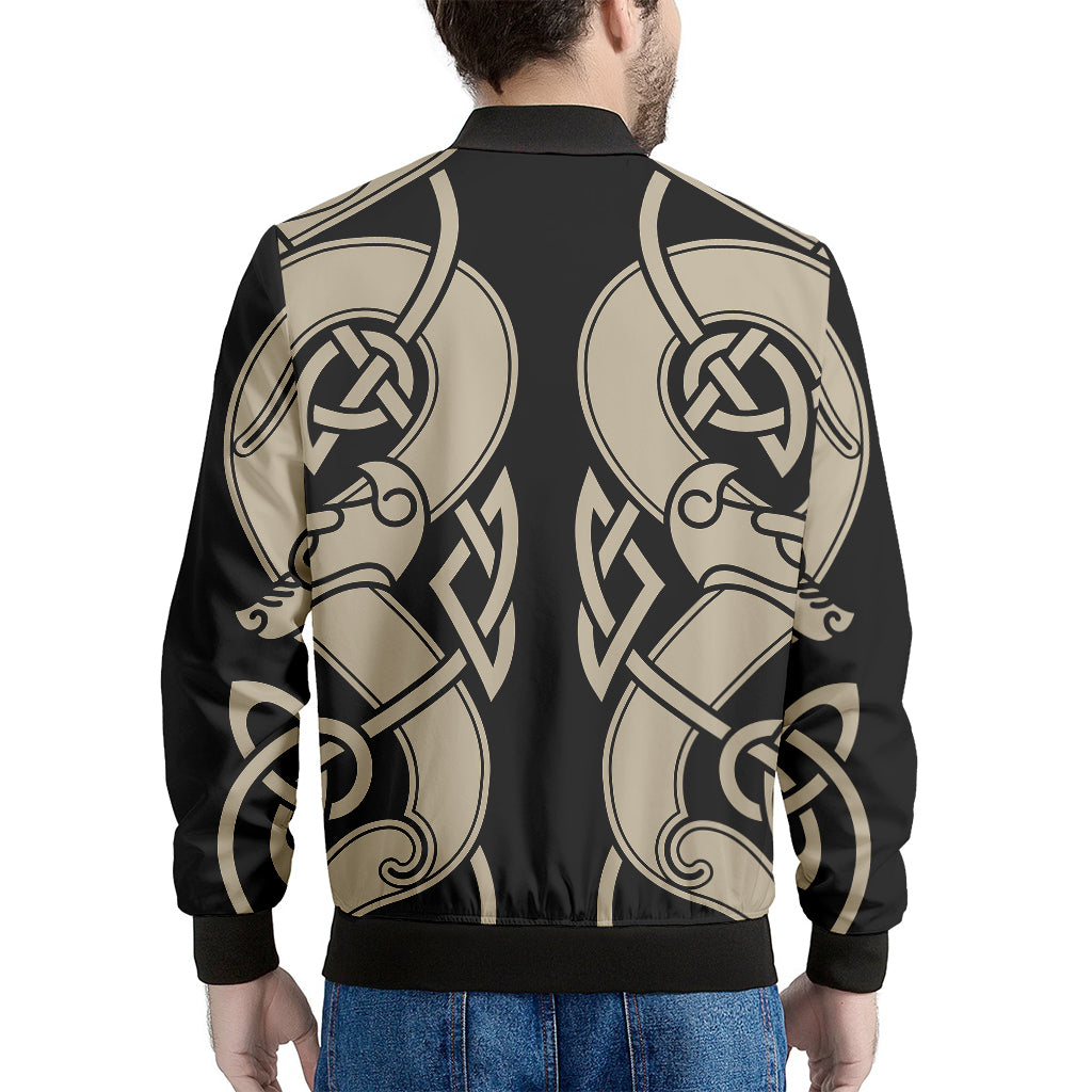 Viking Wolves Symbol Print Men's Bomber Jacket