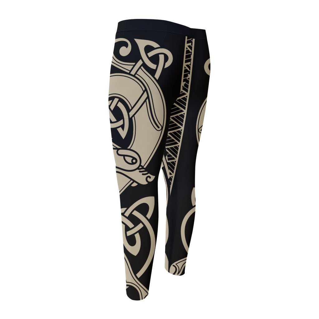 Viking Wolves Symbol Print Men's Compression Pants