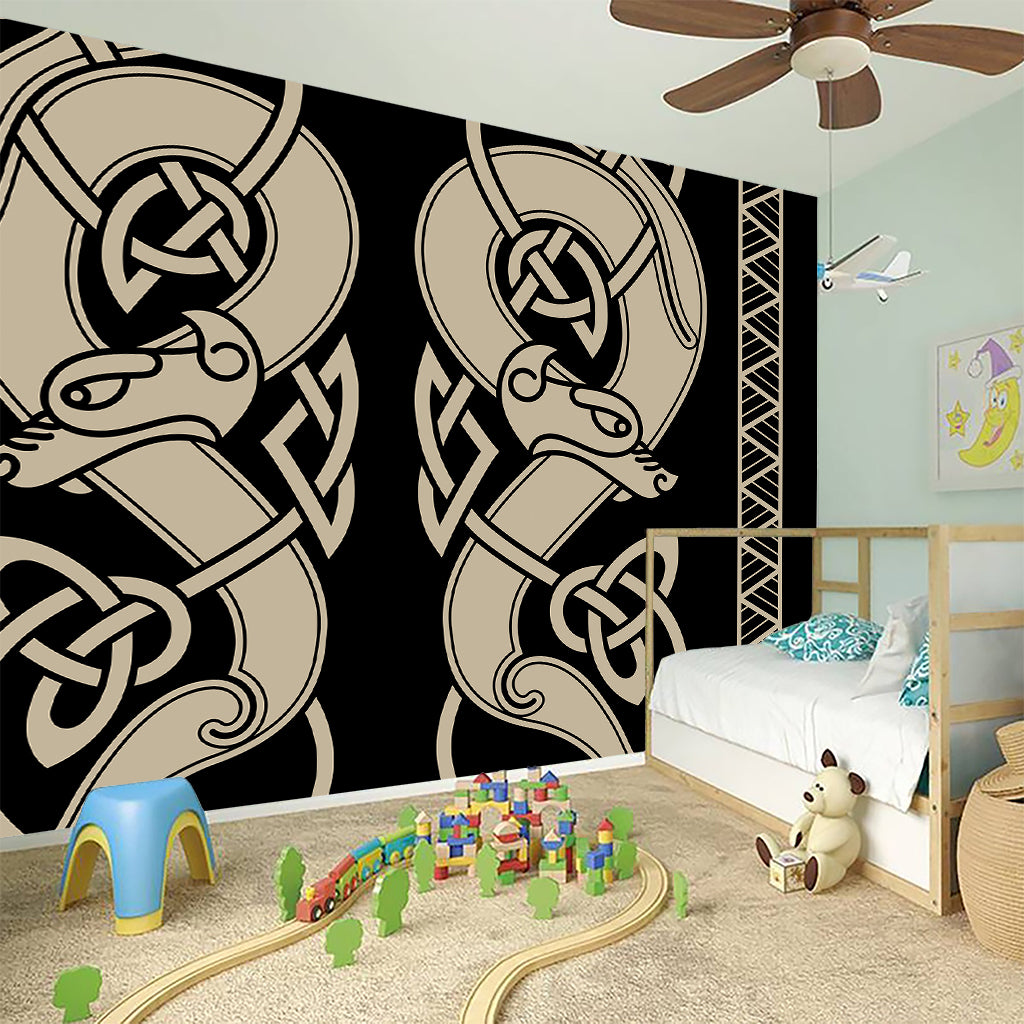 Viking Wolves Symbol Print Wall Sticker