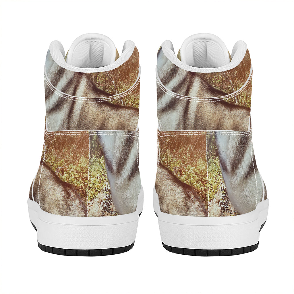Vintage Alaskan Malamute Print High Top Leather Sneakers