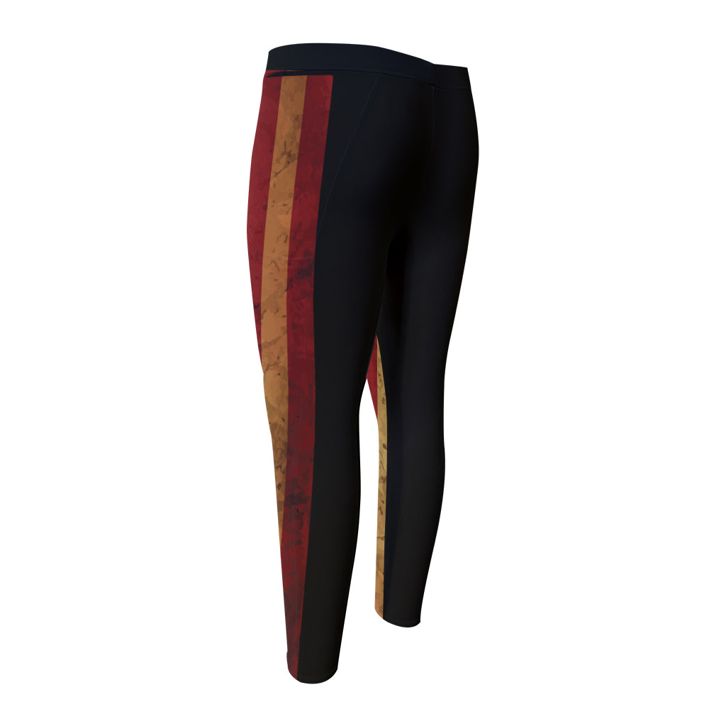 Vintage American Flag Print Men's Compression Pants