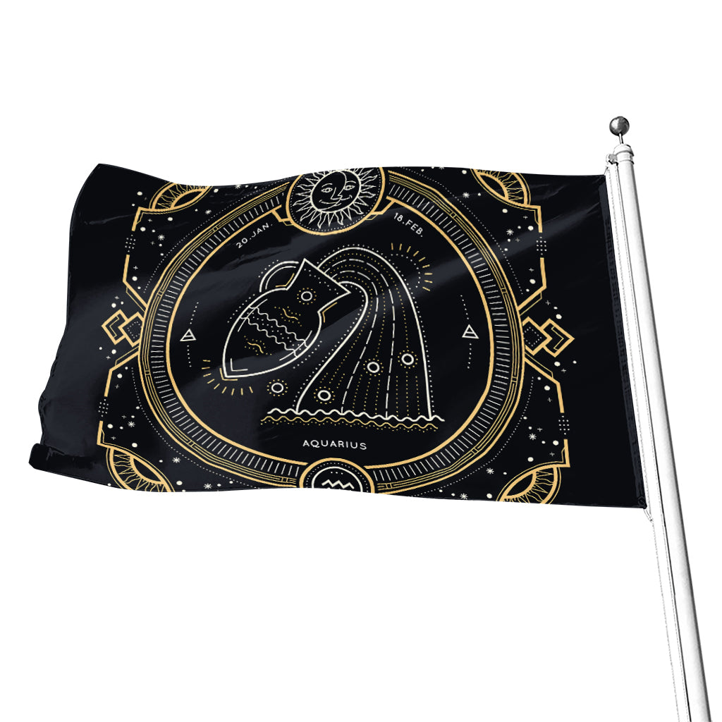 Vintage Aquarius Zodiac Sign Print Flag