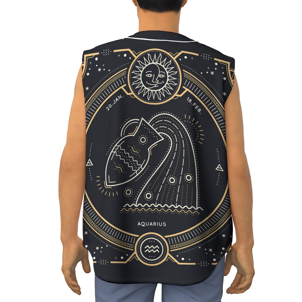 Vintage Aquarius Zodiac Sign Print Sleeveless Baseball Jersey