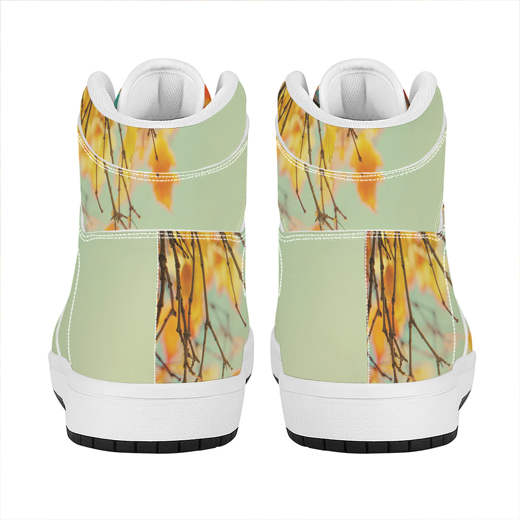 Vintage Autumn Print High Top Leather Sneakers