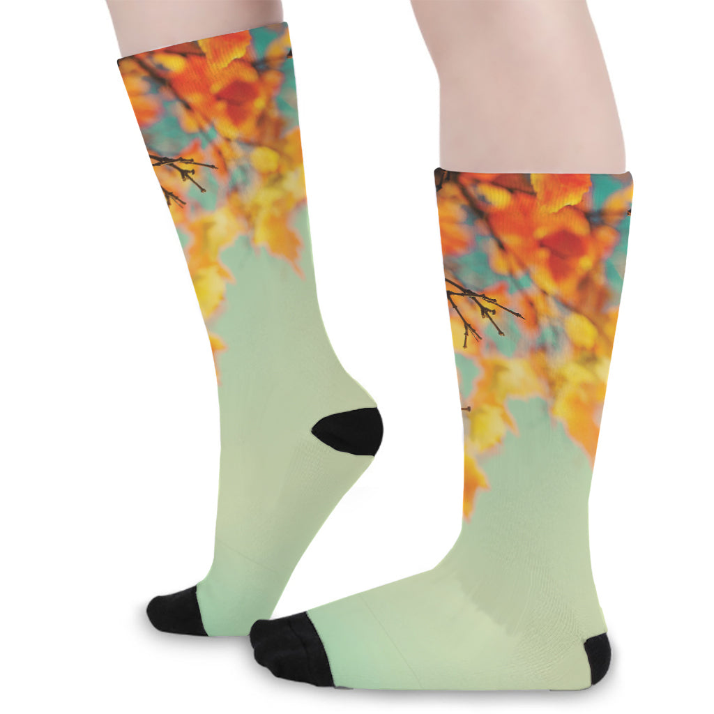 Vintage Autumn Print Long Socks