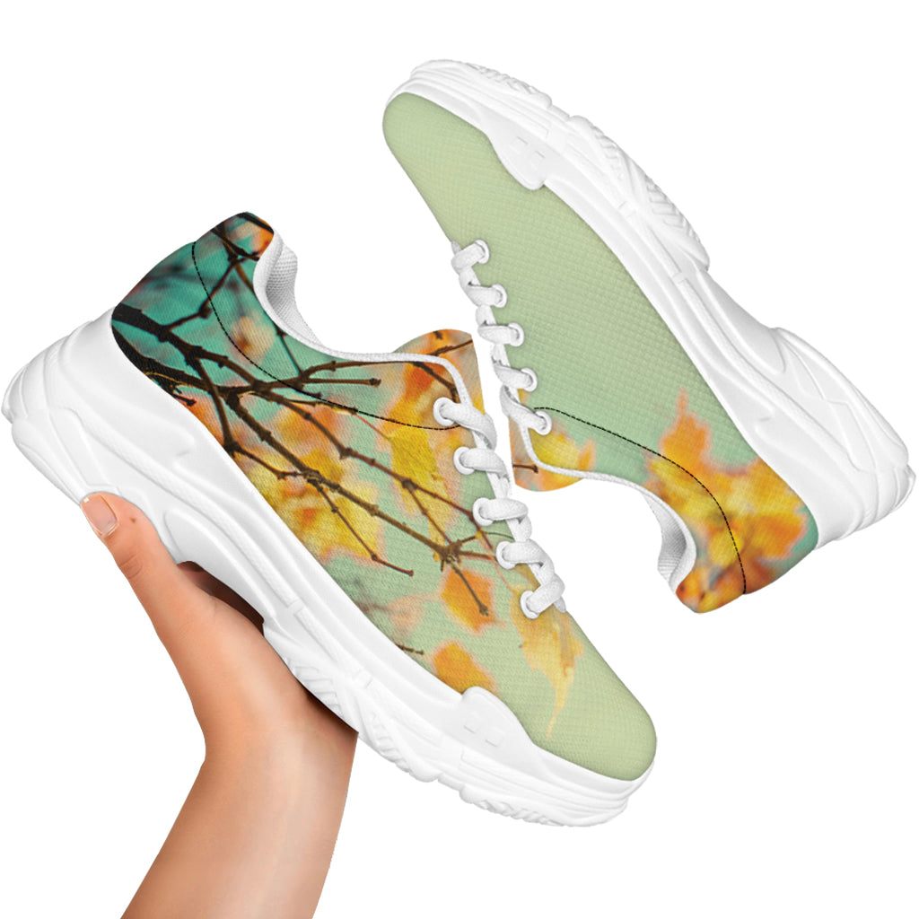Vintage Autumn Print White Chunky Shoes