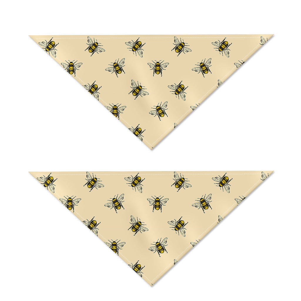 Vintage Bee Pattern Print Dog Bandana