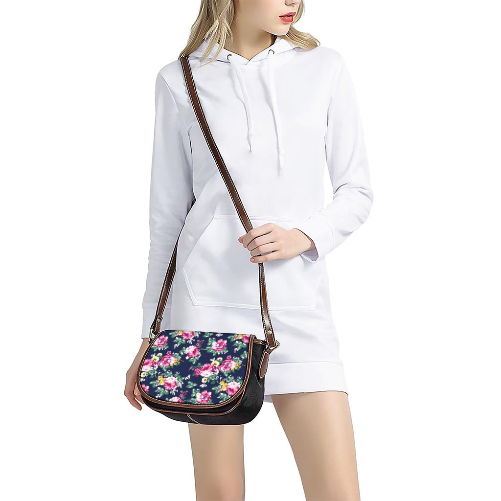 Vintage Blossom Floral Pattern Print Saddle Bag