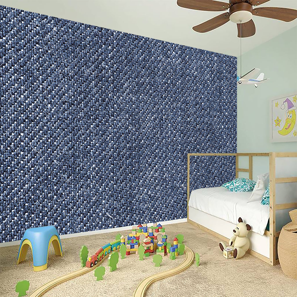 Vintage Blue Denim Jeans Print Wall Sticker