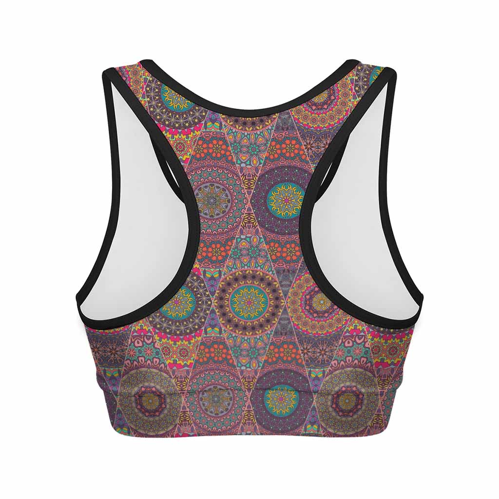 Vintage Bohemian Floral Mandala Print Women's Sports Bra
