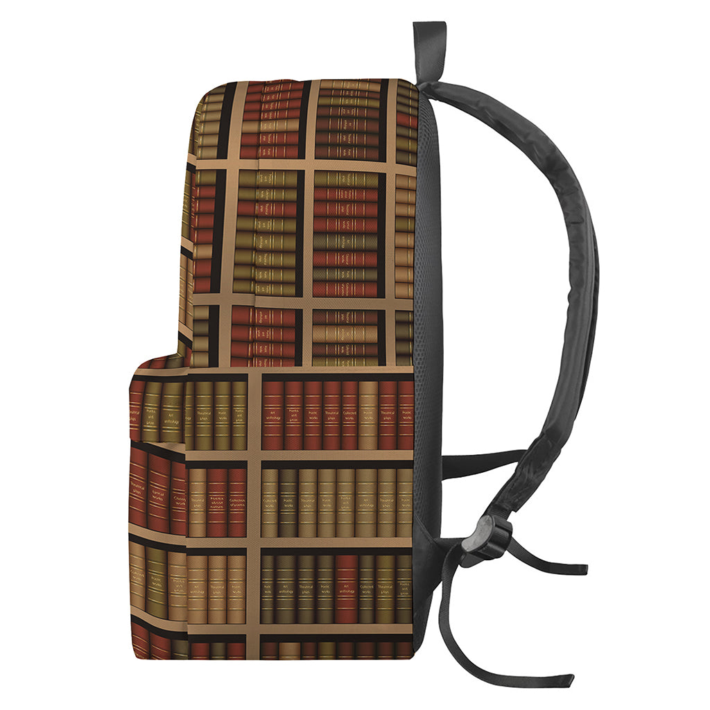 Vintage Bookshelf Pattern Print Backpack