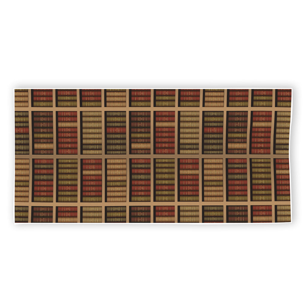 Vintage Bookshelf Pattern Print Beach Towel