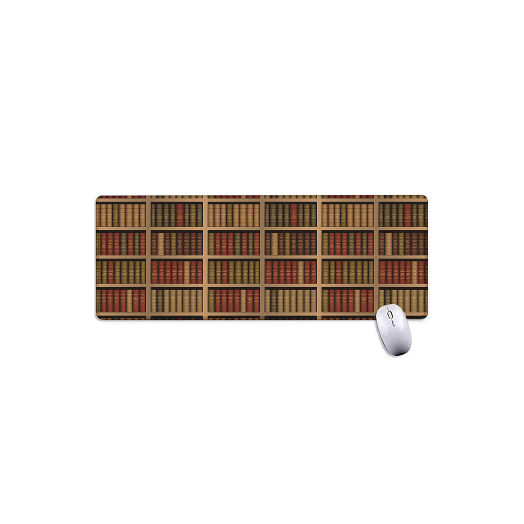 Vintage Bookshelf Pattern Print Extended Mouse Pad