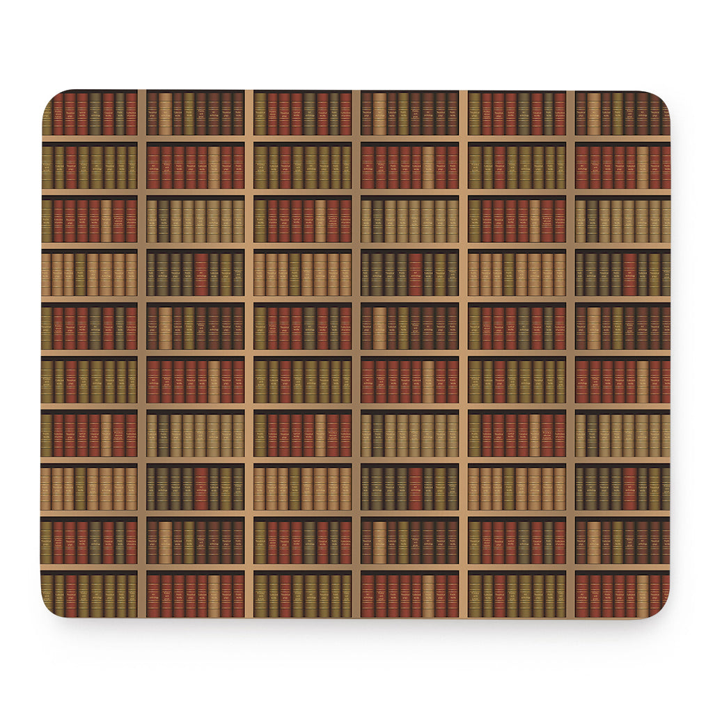 Vintage Bookshelf Pattern Print Mouse Pad