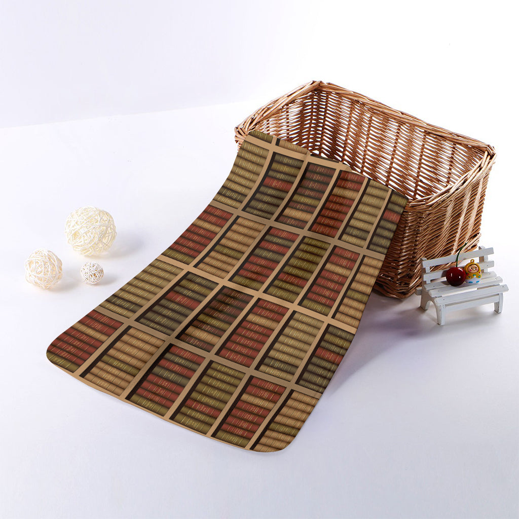 Vintage Bookshelf Pattern Print Towel