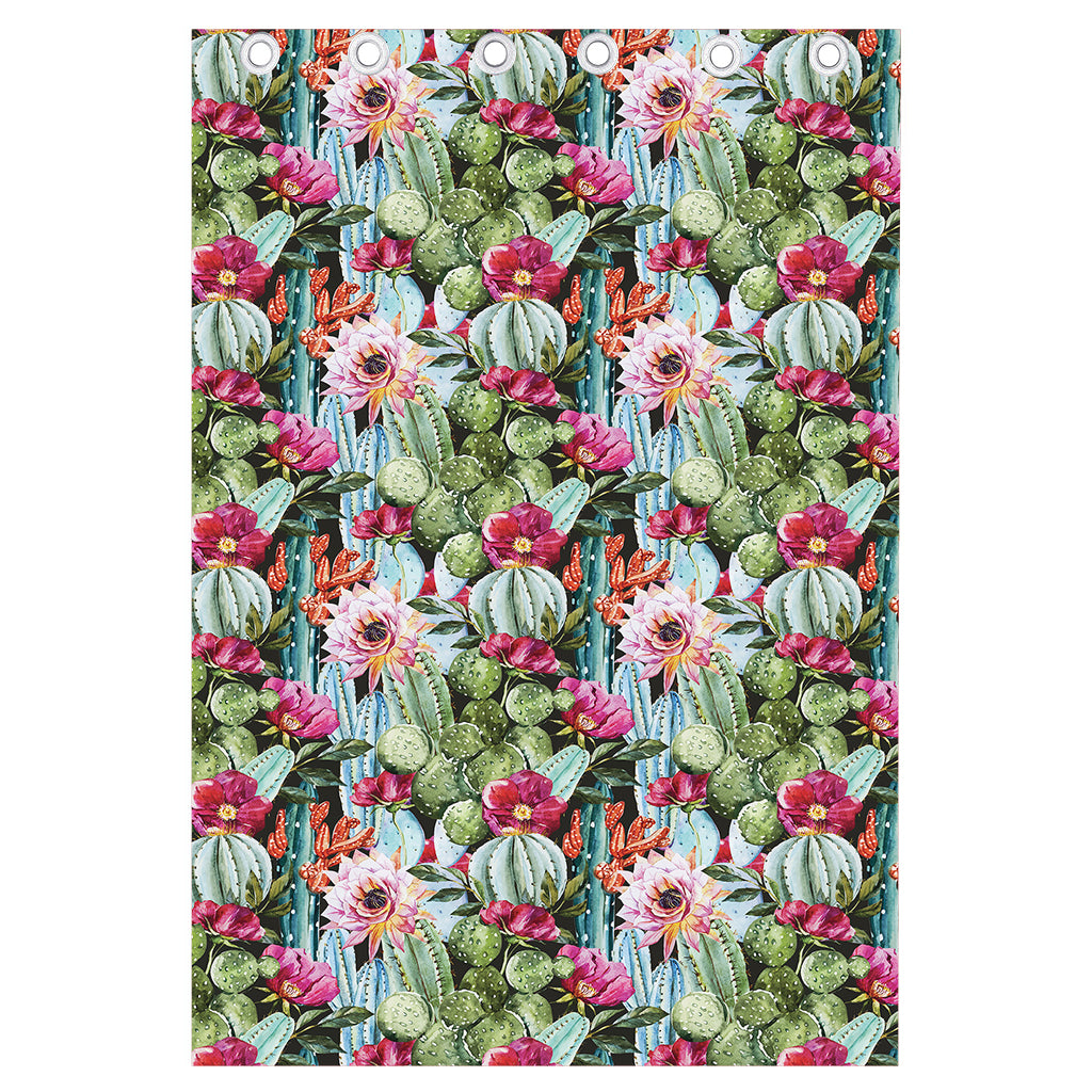 Vintage Cactus And Flower Print Curtain