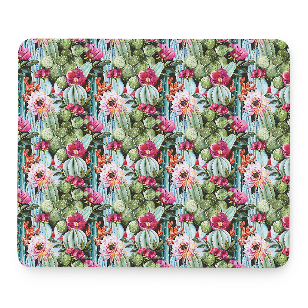 Vintage Cactus And Flower Print Mouse Pad