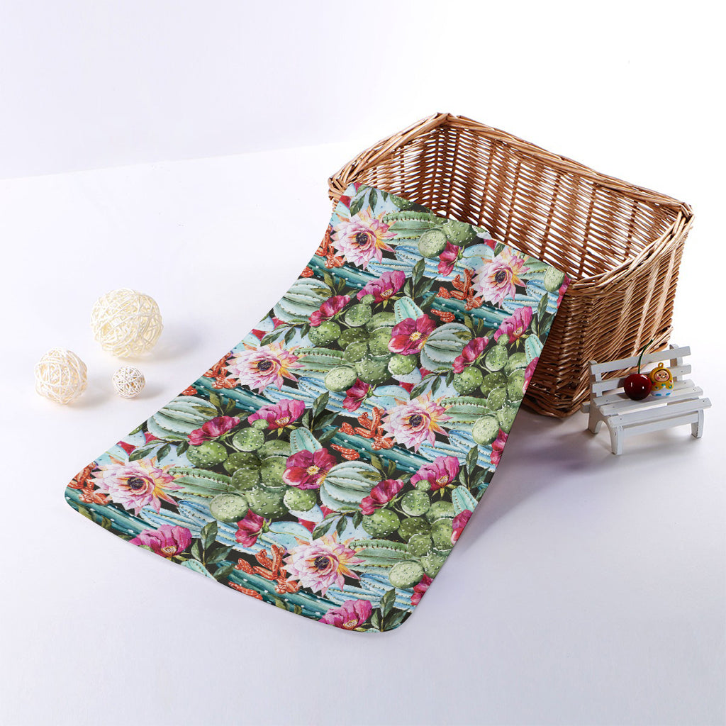 Vintage Cactus And Flower Print Towel