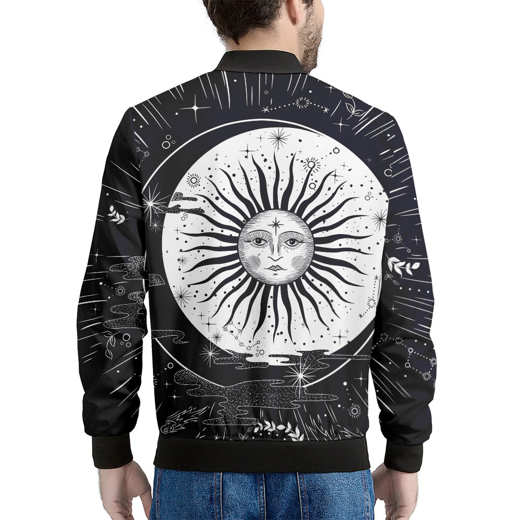 Vintage Celestial Sun Print Men's Bomber Jacket