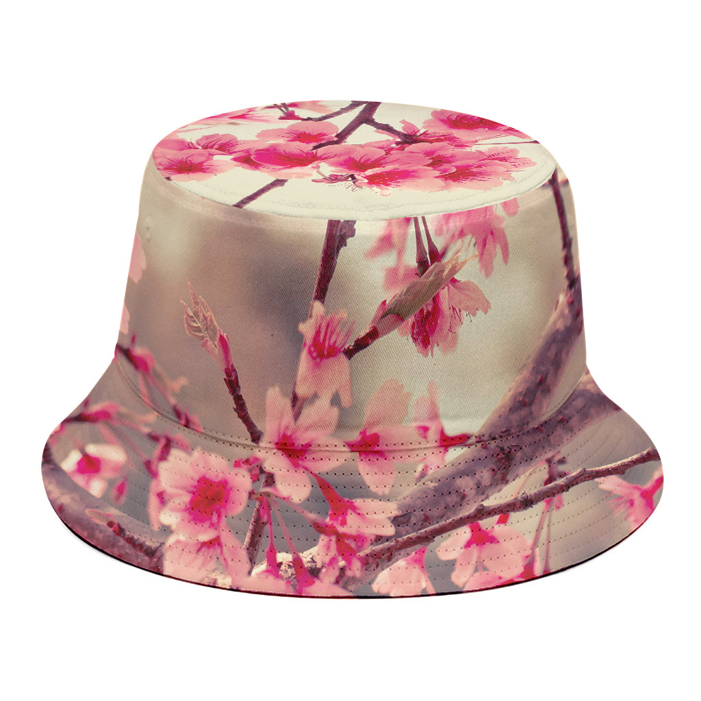Vintage Cherry Blossom Print Bucket Hat