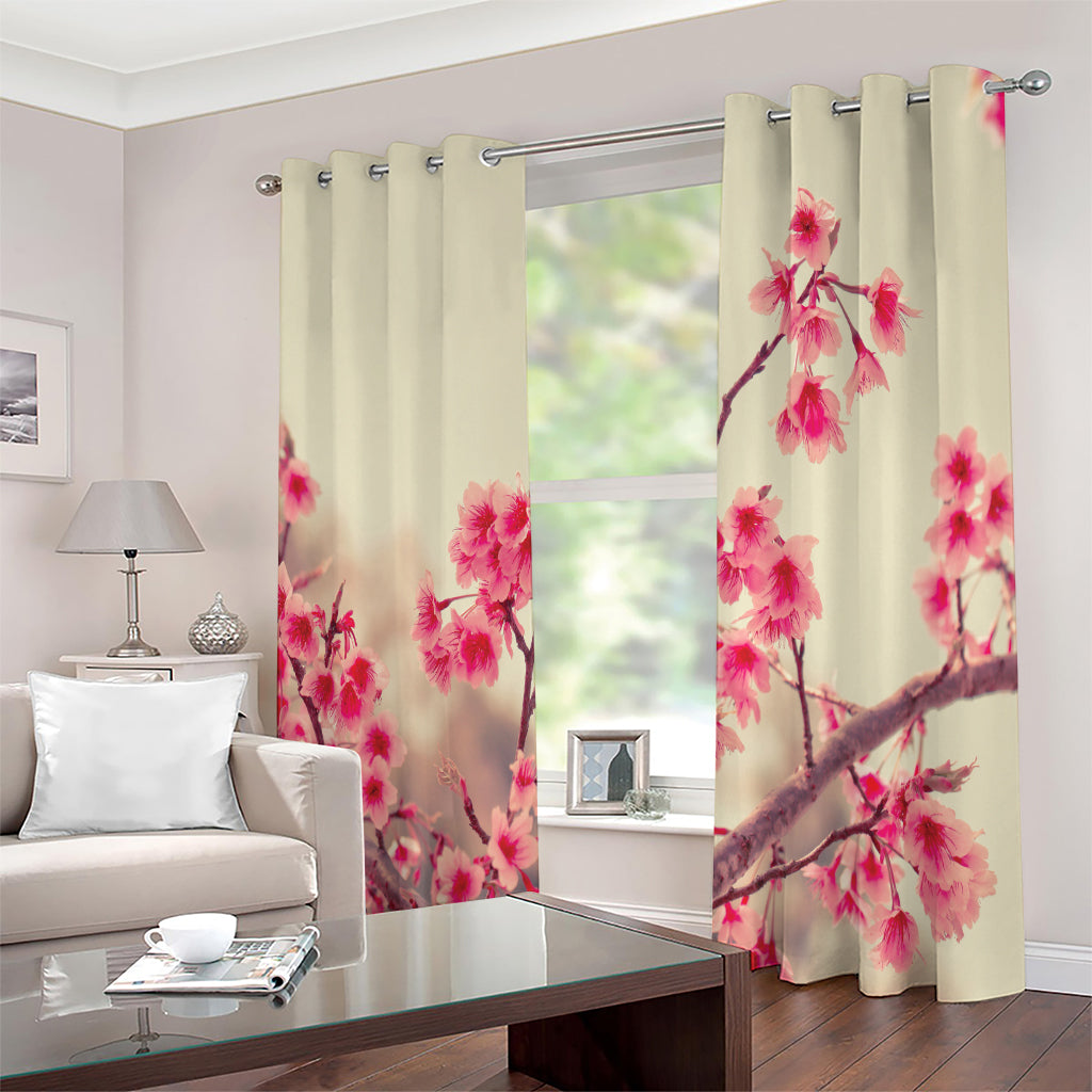 Vintage Cherry Blossom Print Extra Wide Grommet Curtains