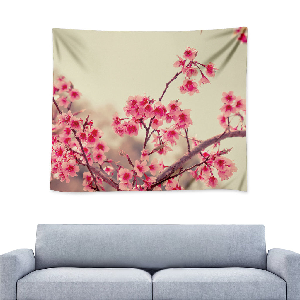Vintage Cherry Blossom Print Tapestry