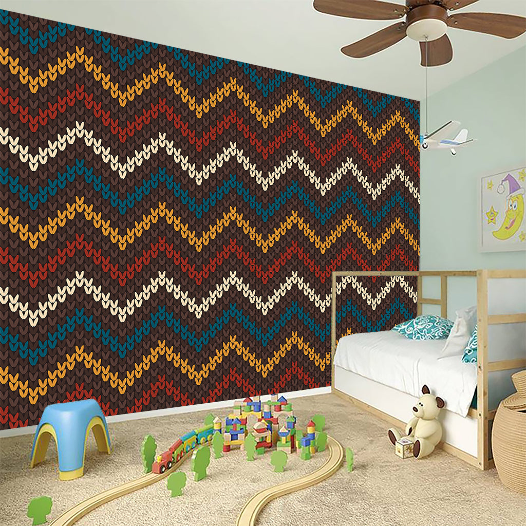 Vintage Chevron Knitted Pattern Print Wall Sticker