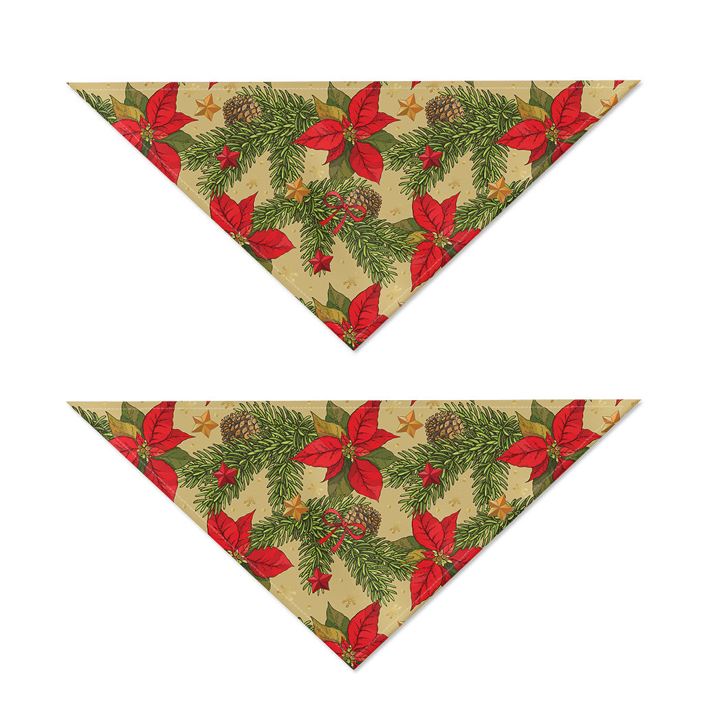 Vintage Christmas Poinsettia Print Dog Bandana