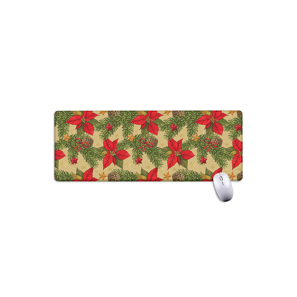 Vintage Christmas Poinsettia Print Extended Mouse Pad