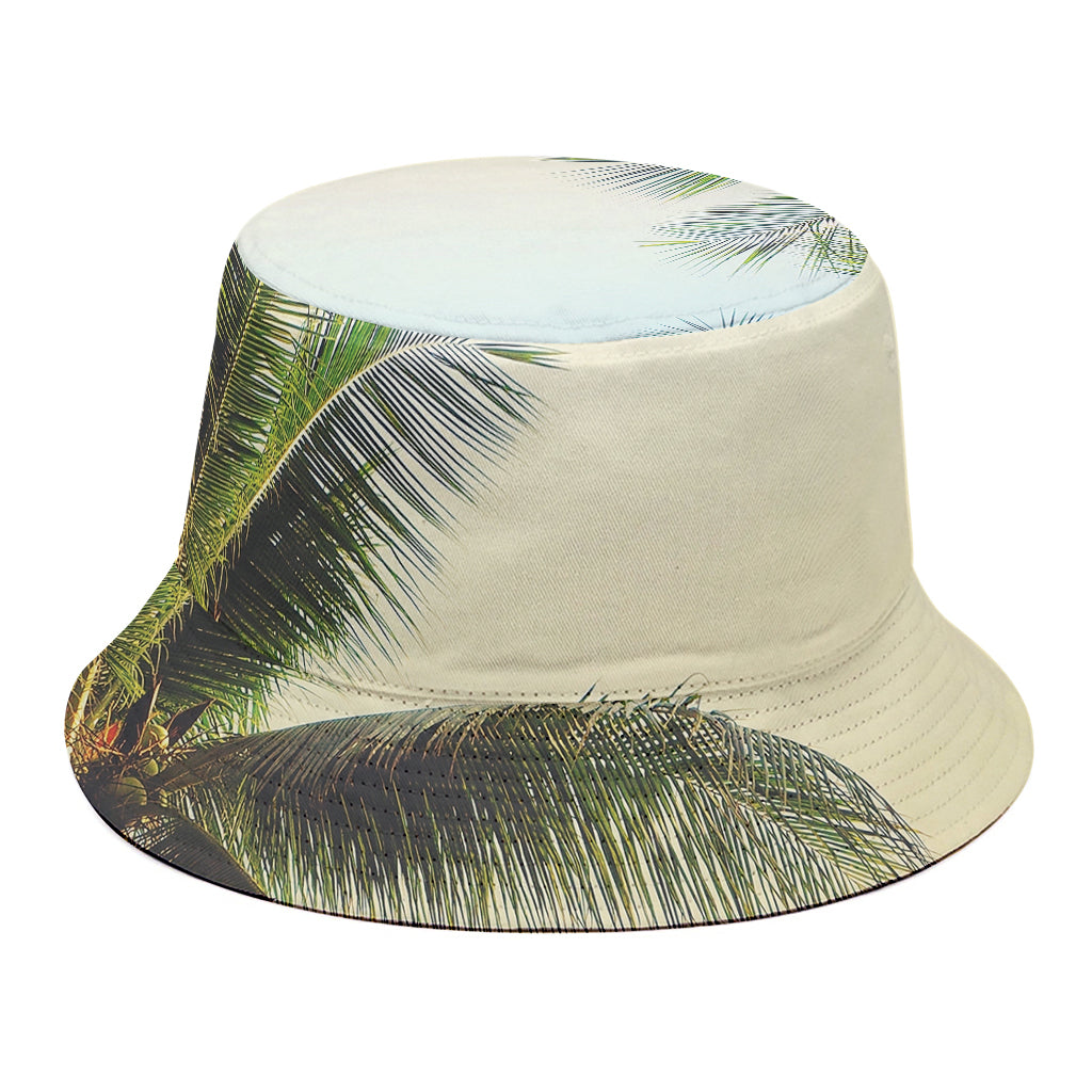 Vintage Coconut Tree Print Bucket Hat