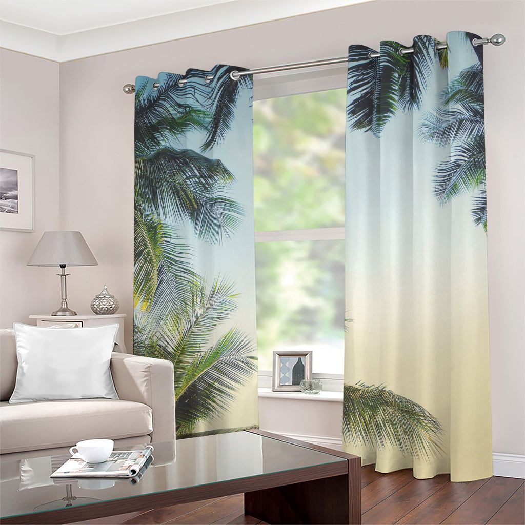 Vintage Coconut Tree Print Grommet Curtains