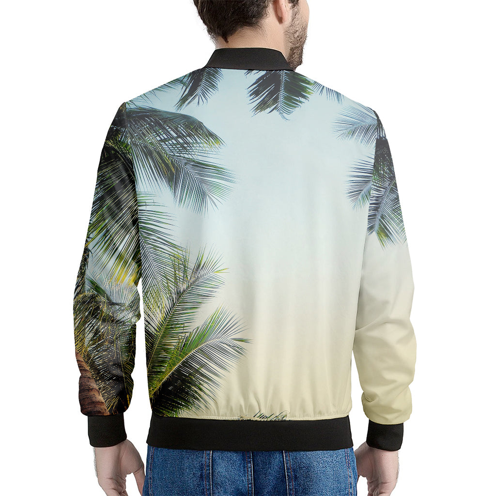 Vintage Coconut Tree Print Men's Bomber Jacket