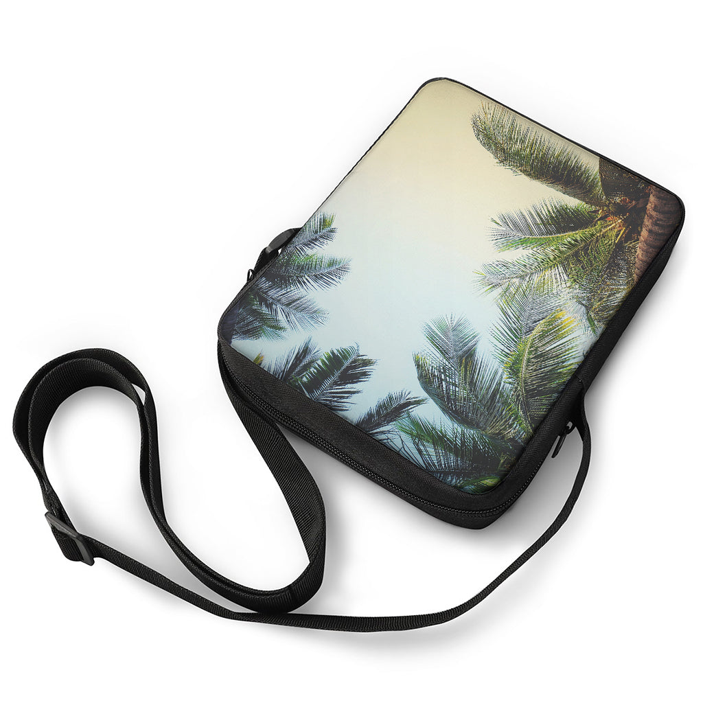 Vintage Coconut Tree Print Rectangular Crossbody Bag